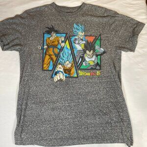Dragonball Super Goku & Vegeta SSGSS T-Shirt Men's L Gray 100% Cotton